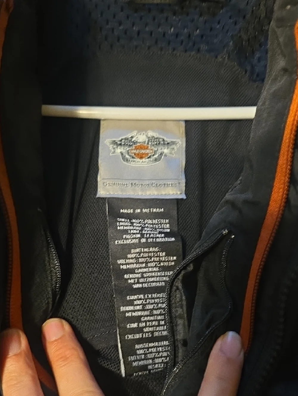 Harley-Davidson Black Jacket with White and Orange Accents Brand New Windproof - Picture 3 of 9